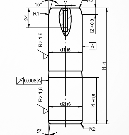 Dimensioned drawing of guide pillar ST9833T (DIN 9833)