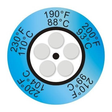 Clock-type irreversible thermometer with 5 temperature levels (pack 10 units)