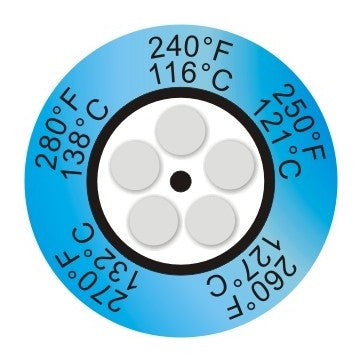 Clock-type irreversible thermometer with 5 temperature levels (pack 10 units)