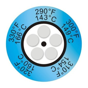 Clock-type irreversible thermometer with 5 temperature levels (pack 10 units)