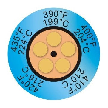 Clock-type irreversible thermometer with 5 temperature levels (pack 10 units)