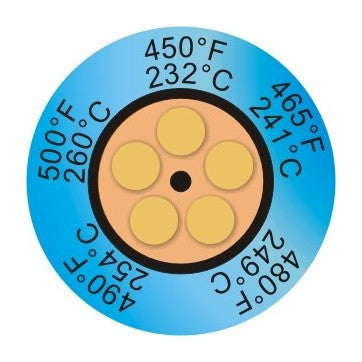 Clock-type irreversible thermometer with 5 temperature levels (pack 10 units)