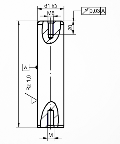 Dimensioned drawing of guide pillar ST7106 (DIN 9825 / ISO 9182)