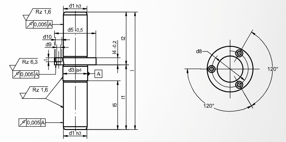 Dimensioned drawing of guide pillar ST7117 (non-standard)