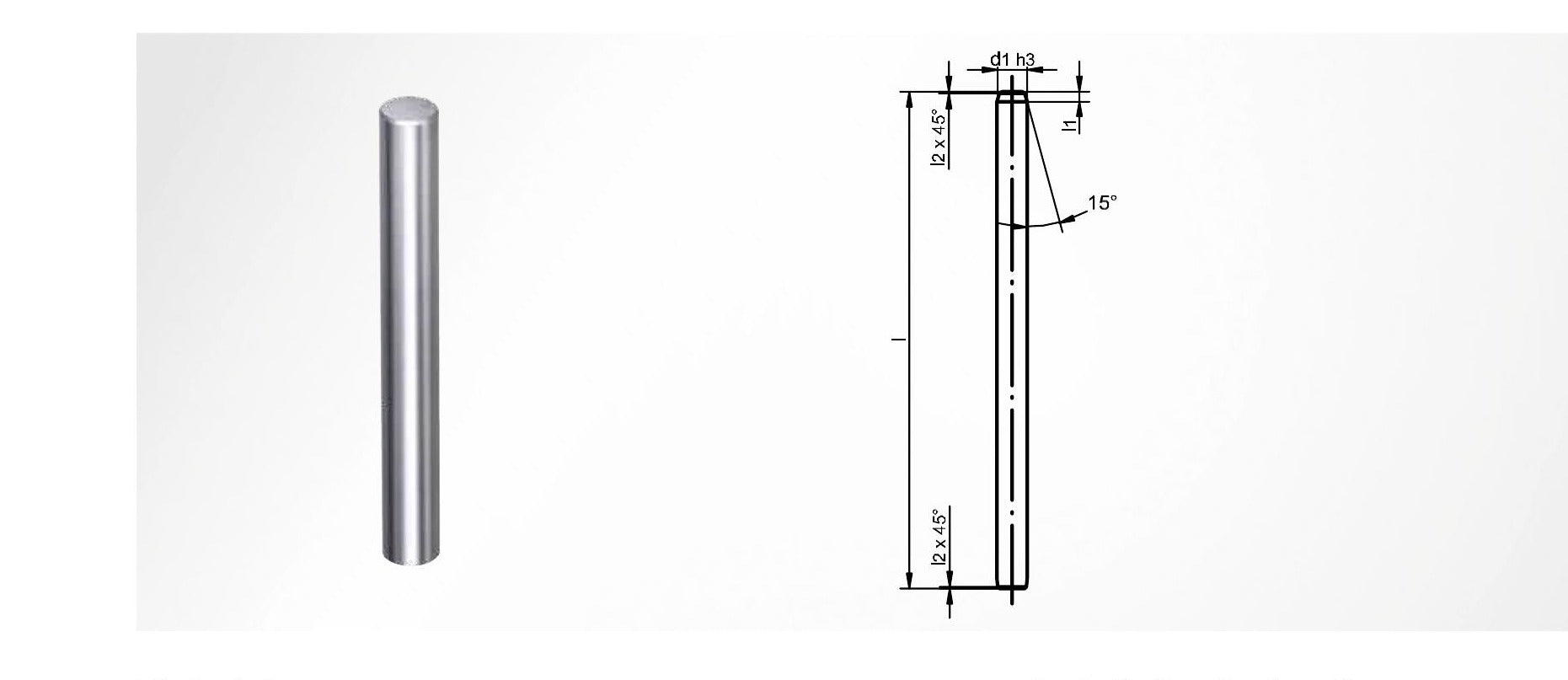 ST7190 guide pillar mounted in the lower die shoe bore with its dimension diagram